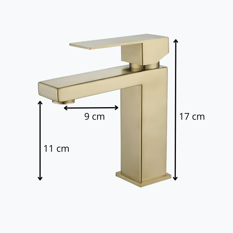 Robinet lavabo mitigeur en inox finition or brossé - Court