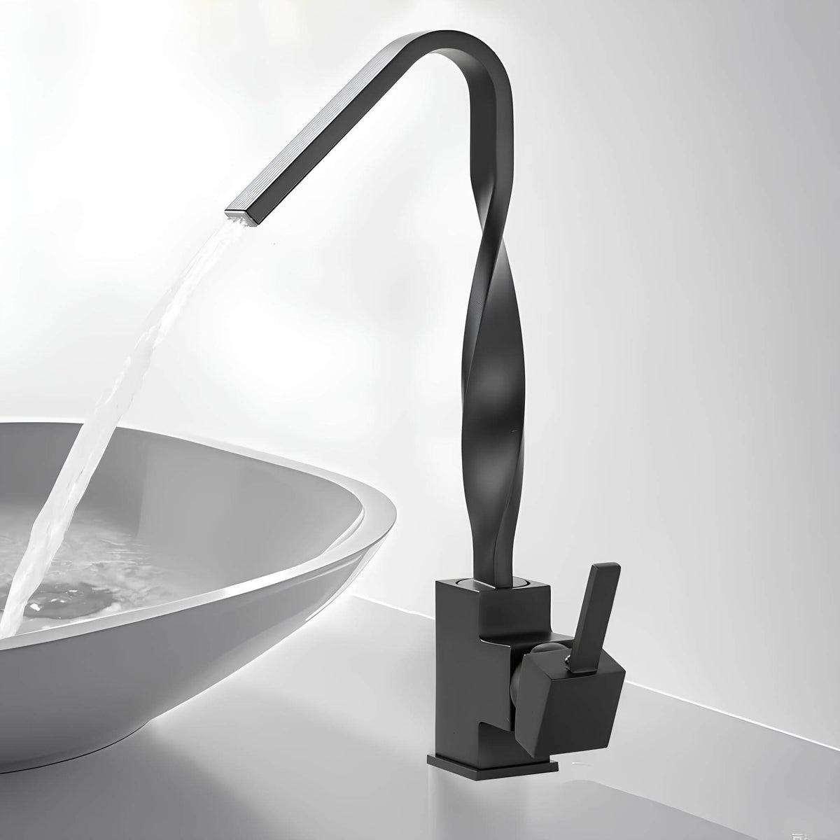 Robinet lavabo mitigeur en laiton - bec rotatif 360°, design contemporain - Or brossé