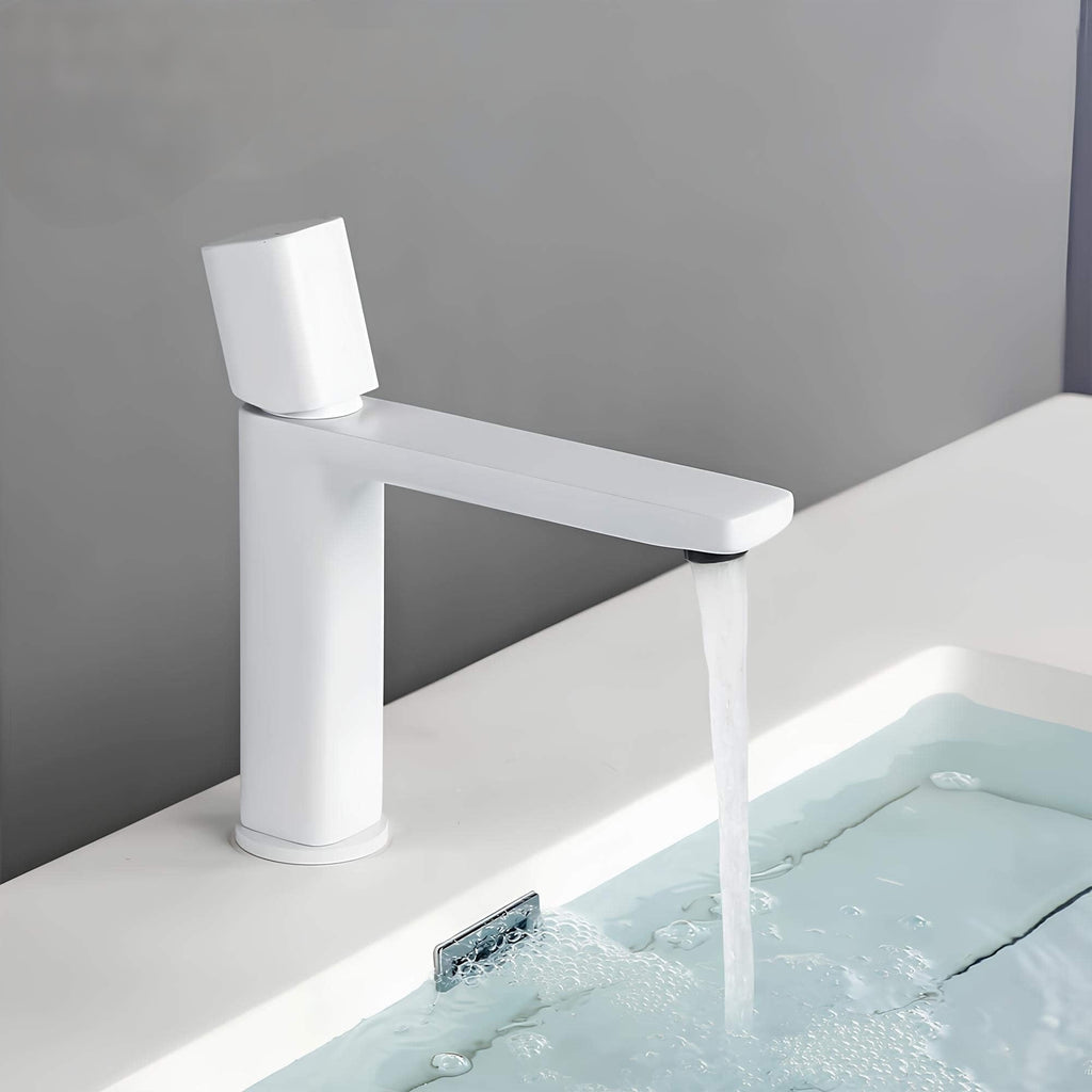 Robinet lavabo mitigeur en laiton - design moderne - Blanc