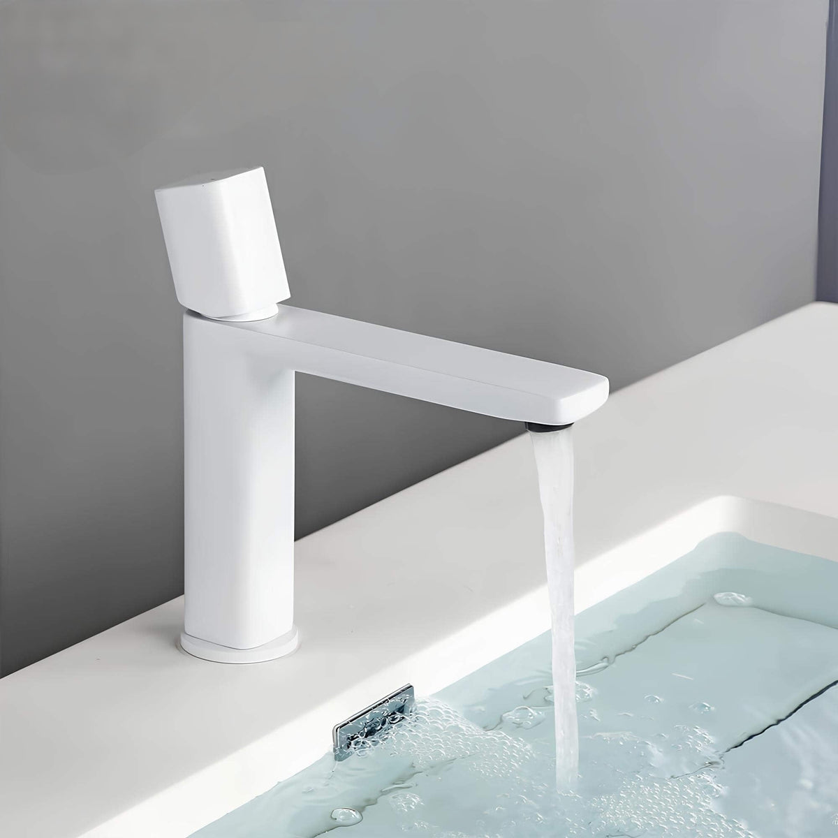 Robinet lavabo mitigeur en laiton - design moderne - Blanc