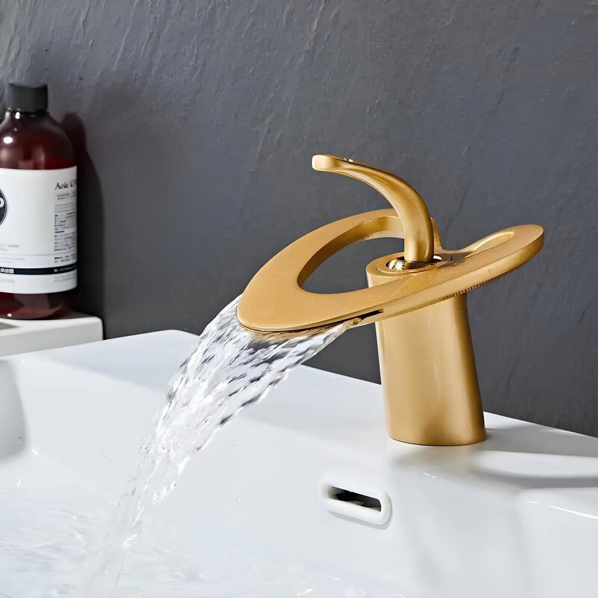 Robinet lavabo mitigeur en laiton - style contemporain silencieux - Or rose