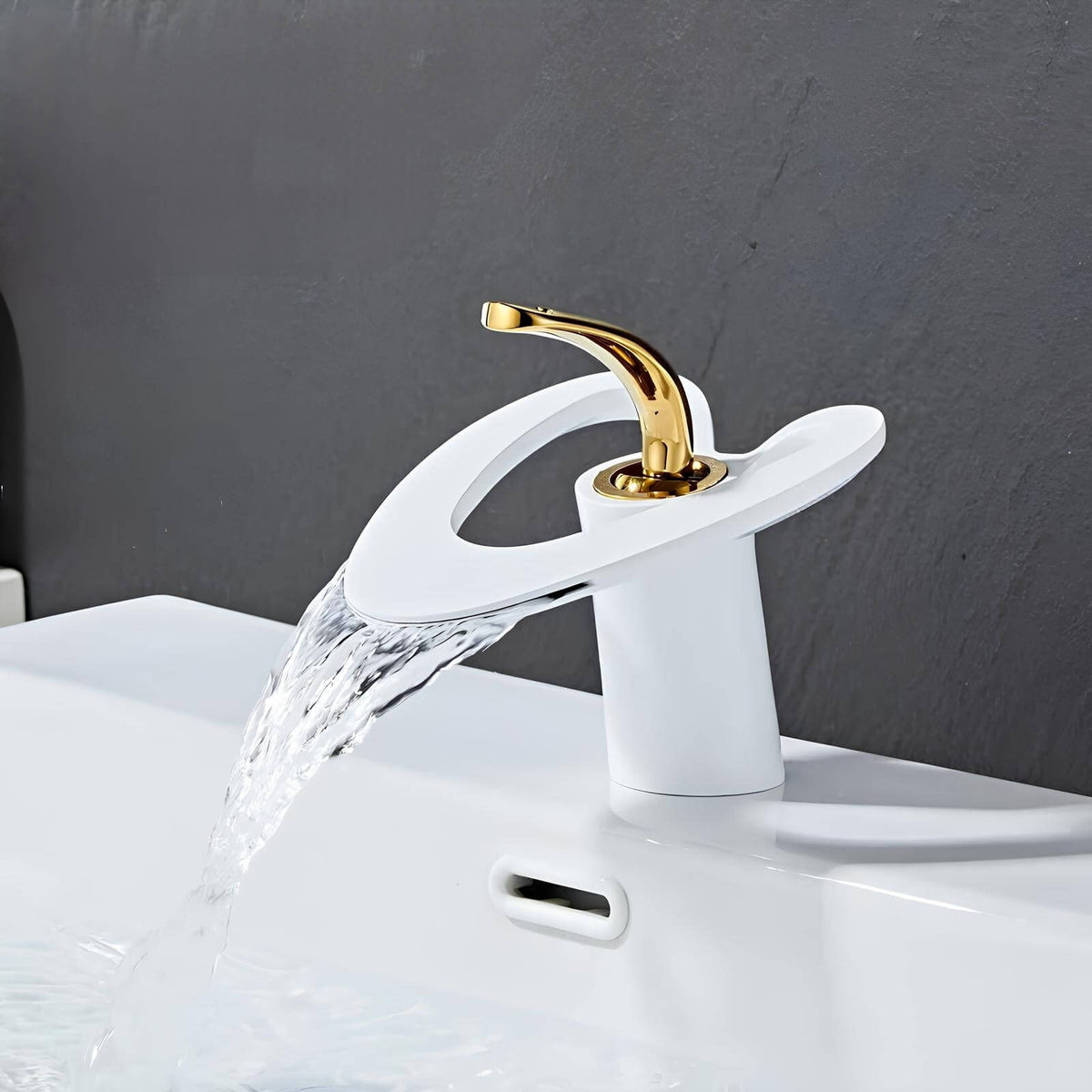 Robinet lavabo mitigeur en laiton - style contemporain silencieux - Or rose