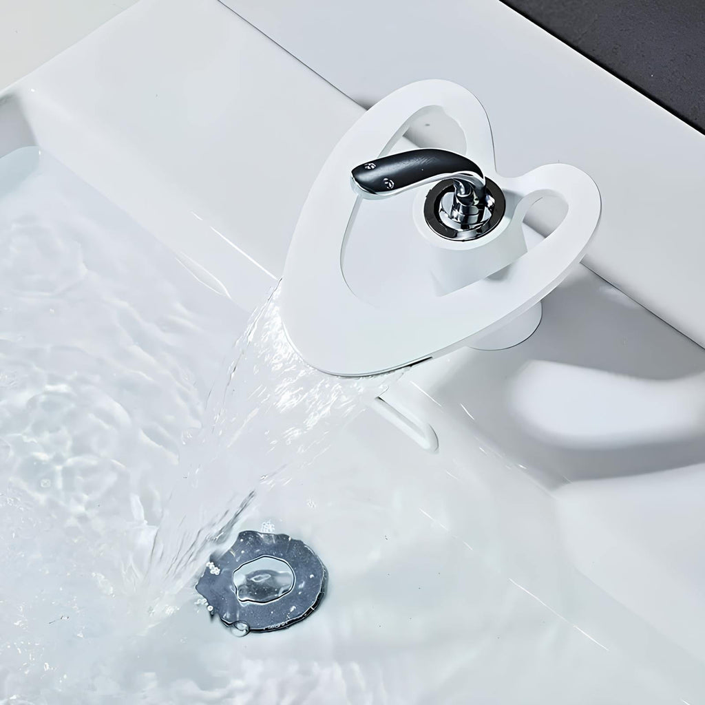 Robinet lavabo mitigeur en laiton - style contemporain silencieux - Or rose