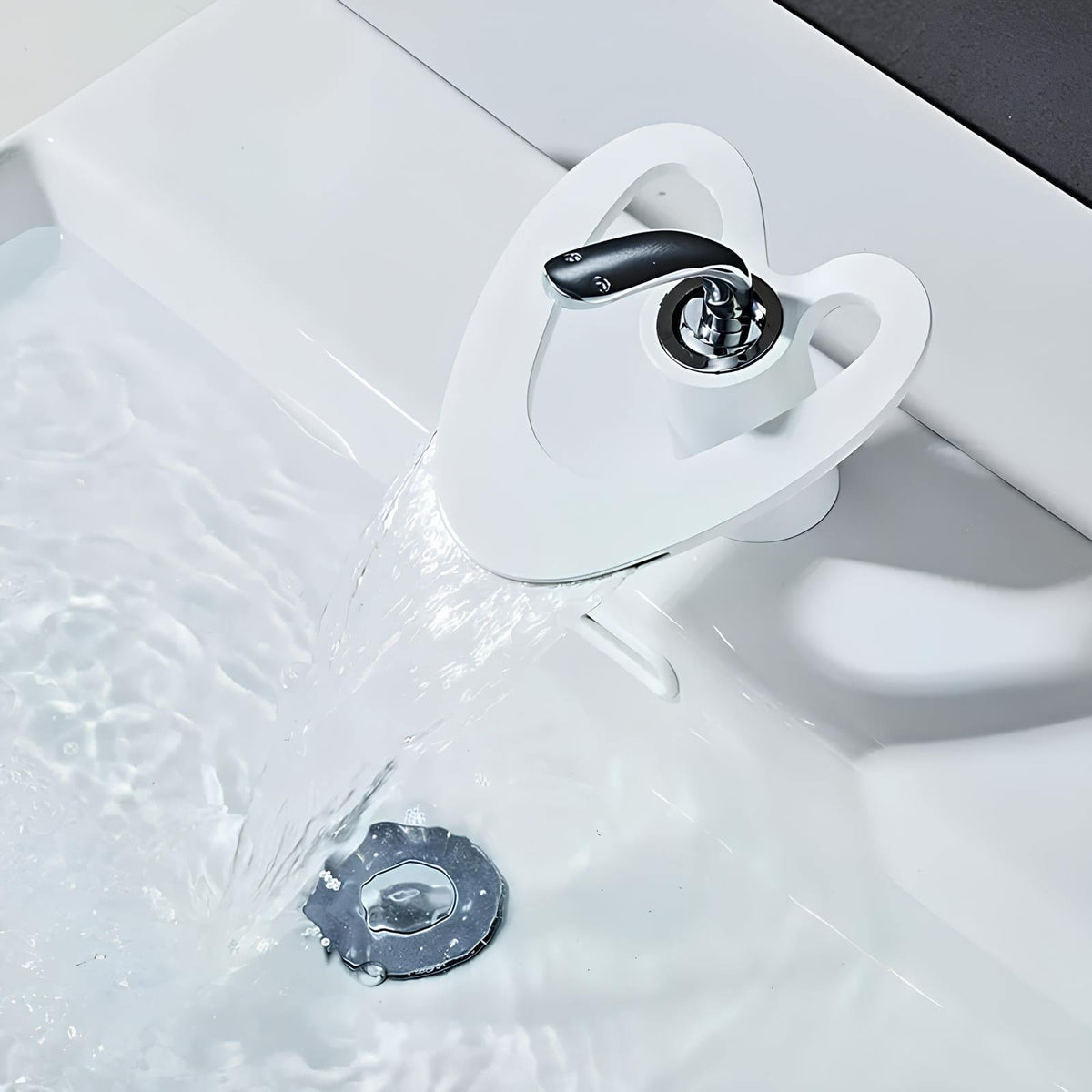 Robinet lavabo mitigeur en laiton - style contemporain silencieux - Or rose
