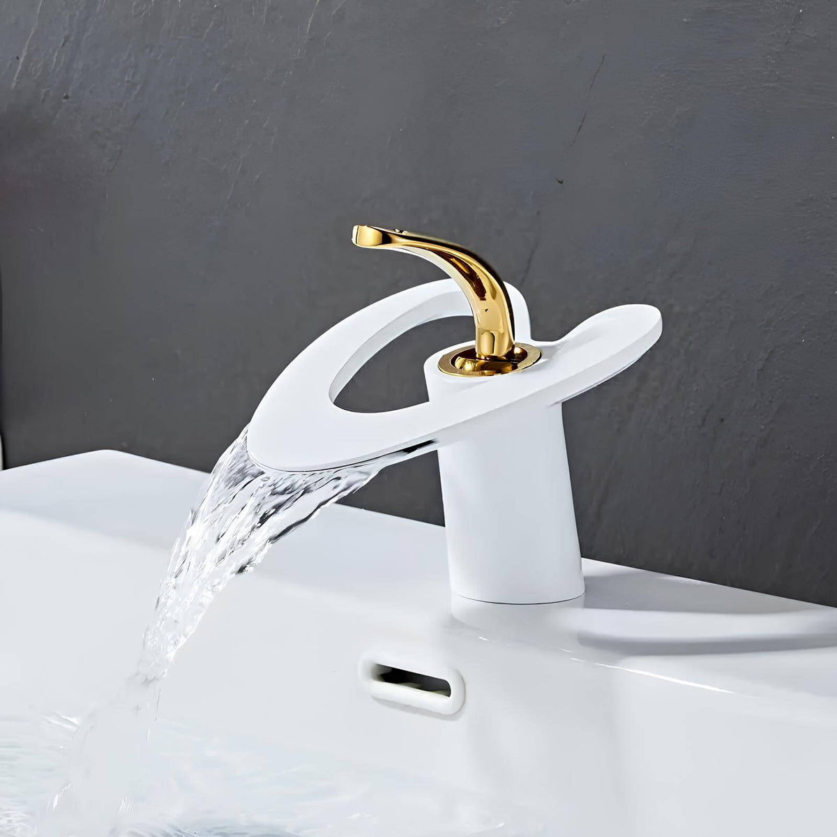 Robinet lavabo mitigeur en laiton - style contemporain silencieux - Or rose
