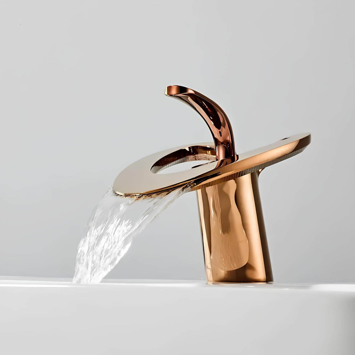 Robinet lavabo mitigeur en laiton - style contemporain silencieux - Or rose