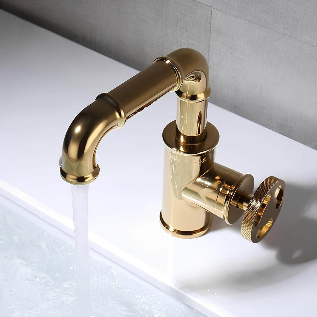 Robinet lavabo mitigeur en laiton - Style industriel - Or
