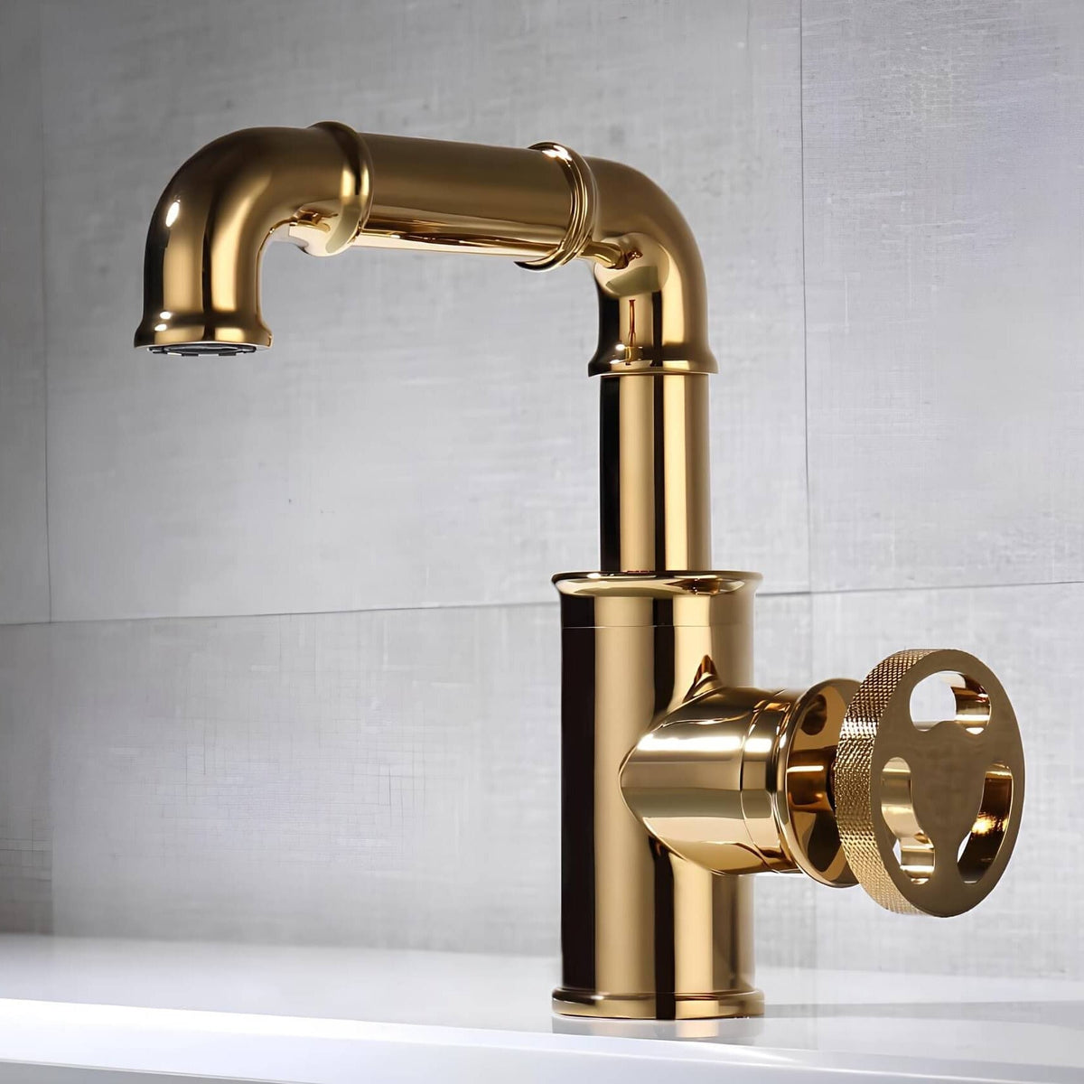 Robinet lavabo mitigeur en laiton - Style industriel - Or