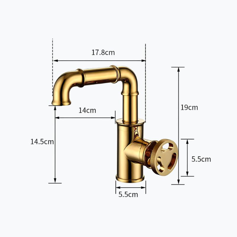 Robinet lavabo mitigeur en laiton - Style industriel - Or