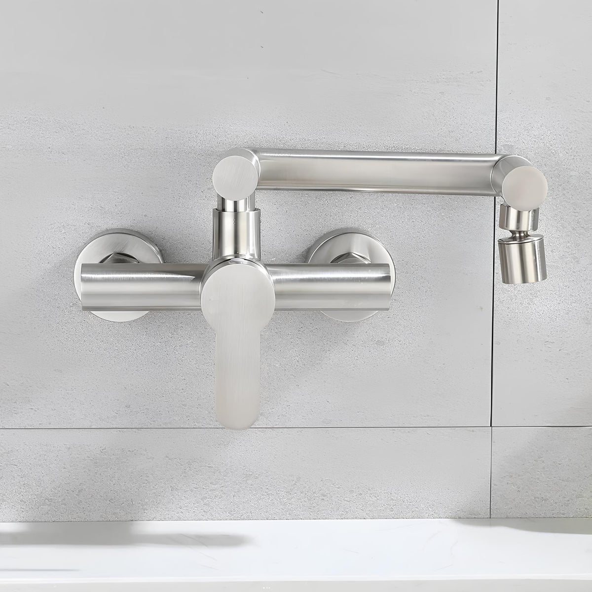 Robinet rabattable - Design compact - Gris Brossé