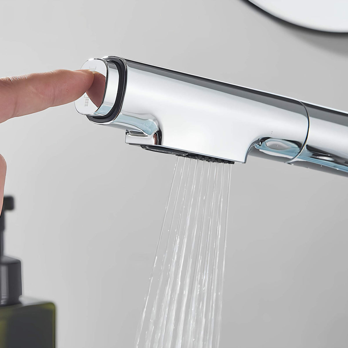 Robinet lavabo orientable avec douchette - Blanc