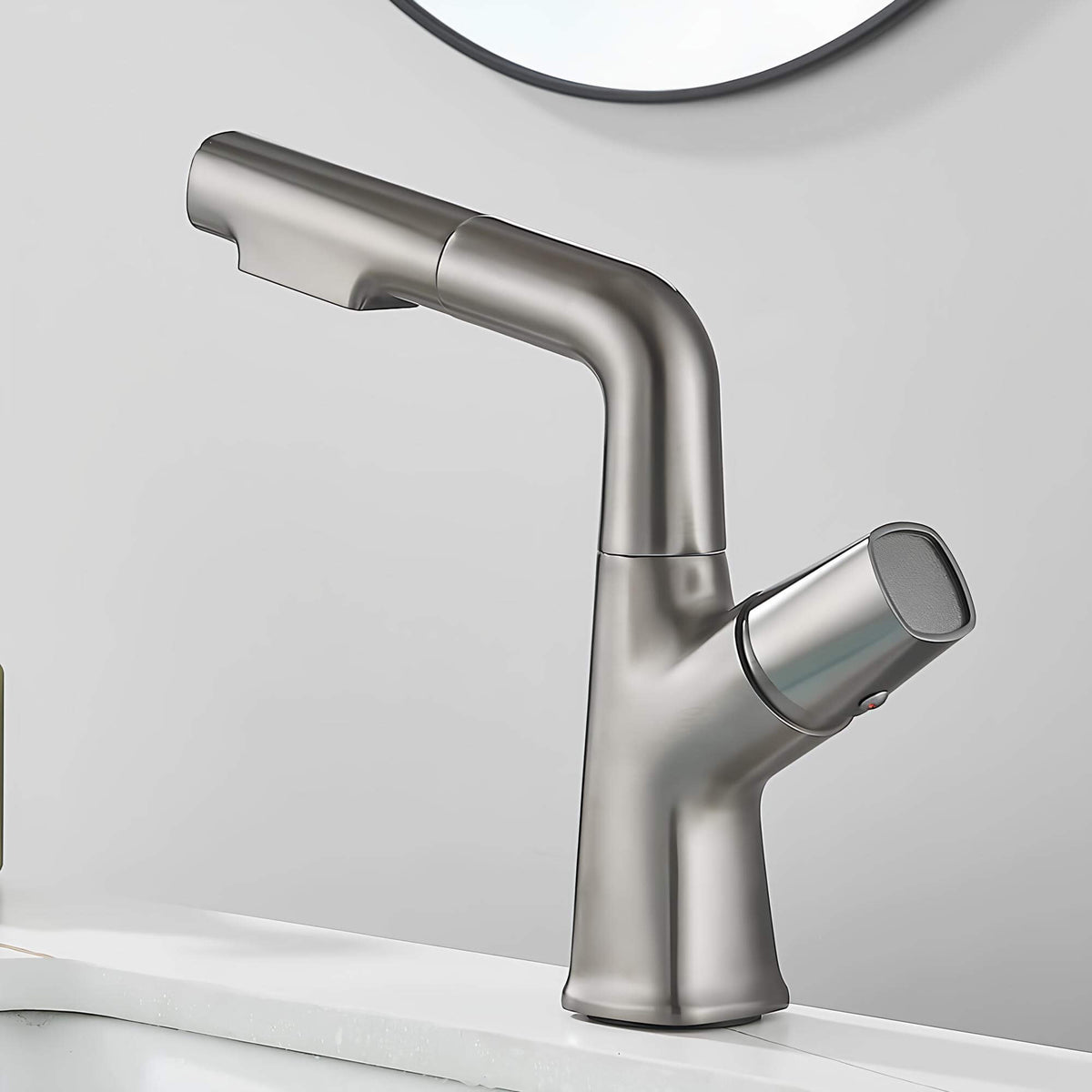Robinet lavabo orientable avec douchette - Blanc