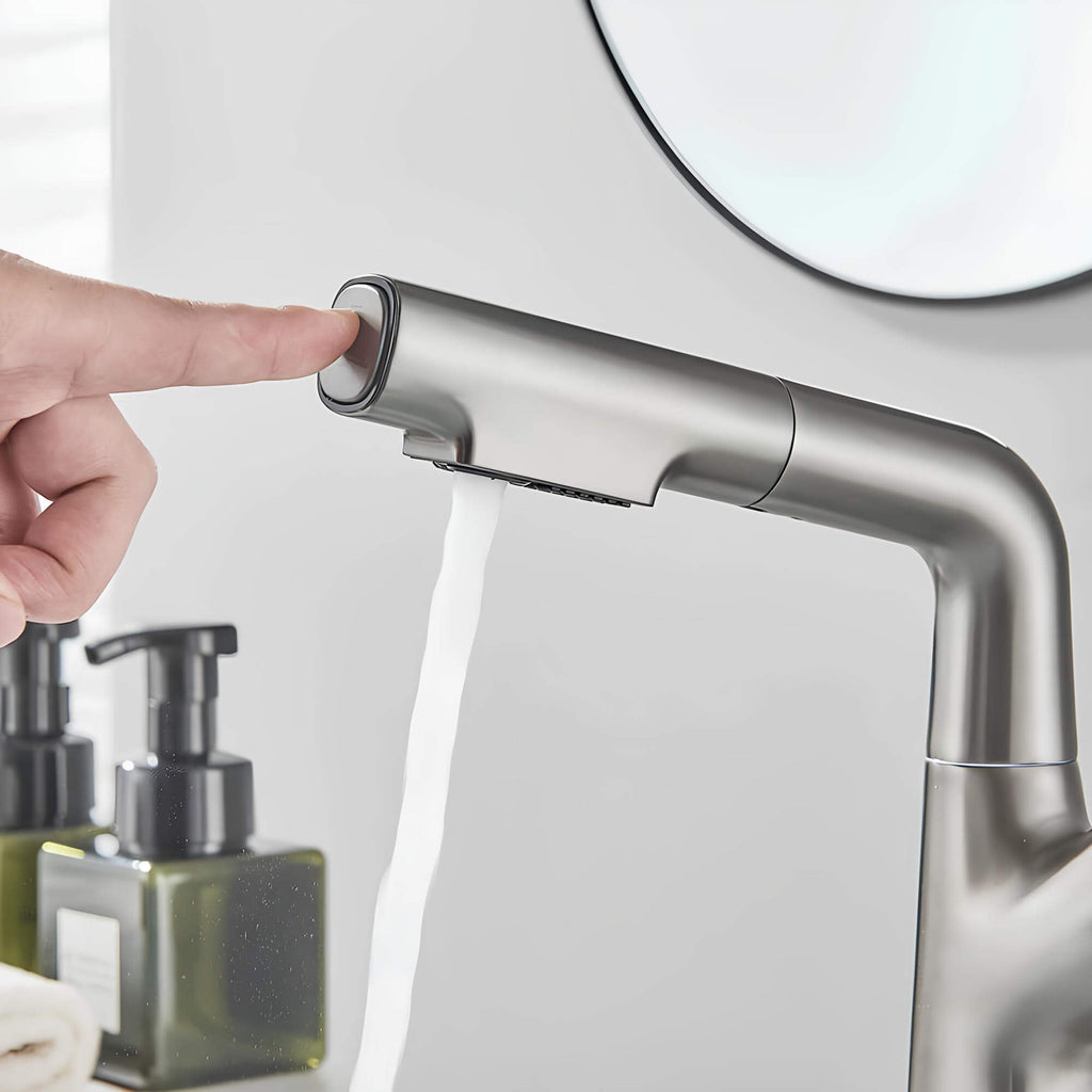 Robinet lavabo orientable avec douchette - Chrome