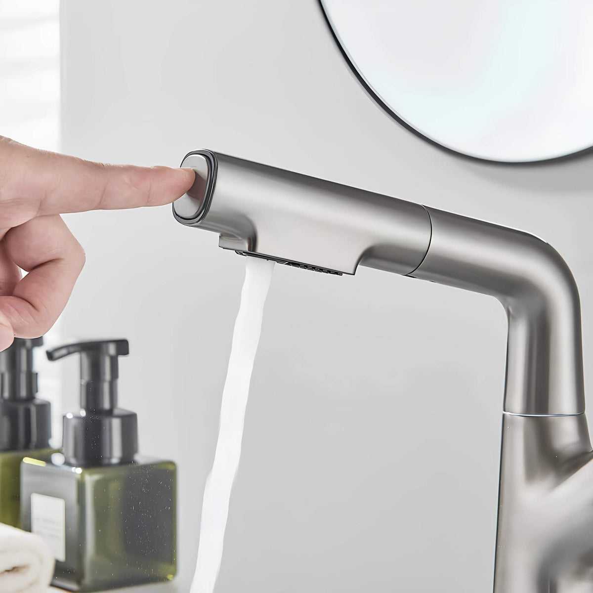 Robinet lavabo orientable avec douchette - Chrome