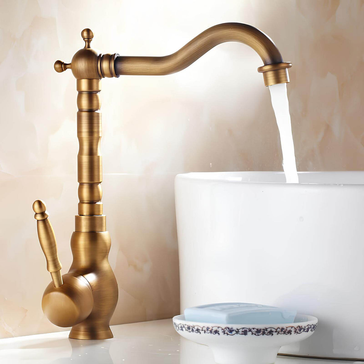 Robinet vasque rotatif en laiton style antique - Moyen