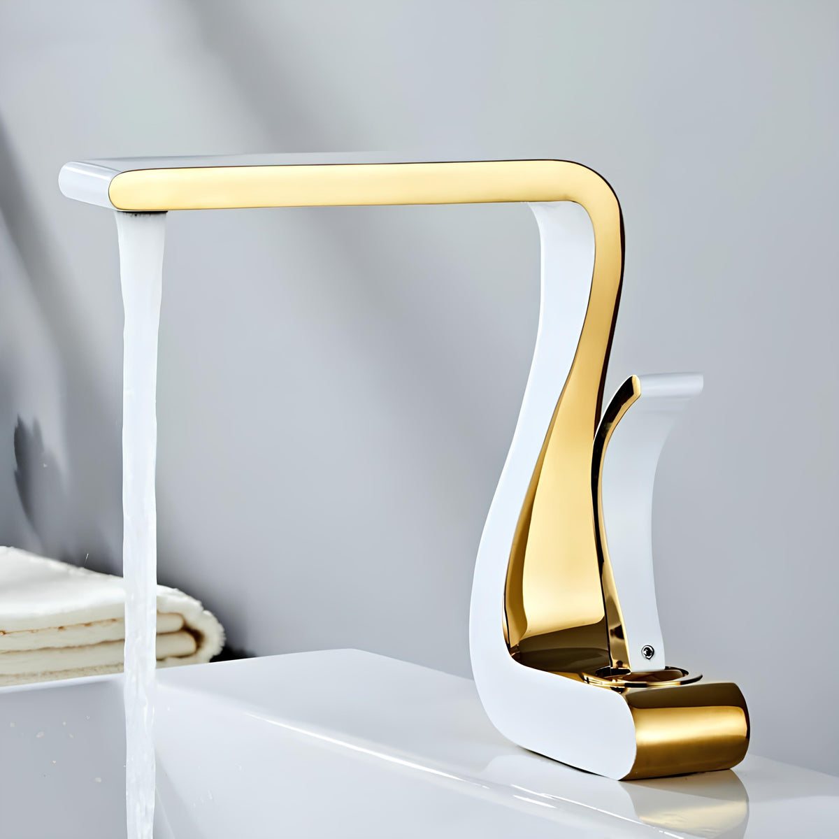 Robine lavabo - Style rétro chic - Blanc - Or