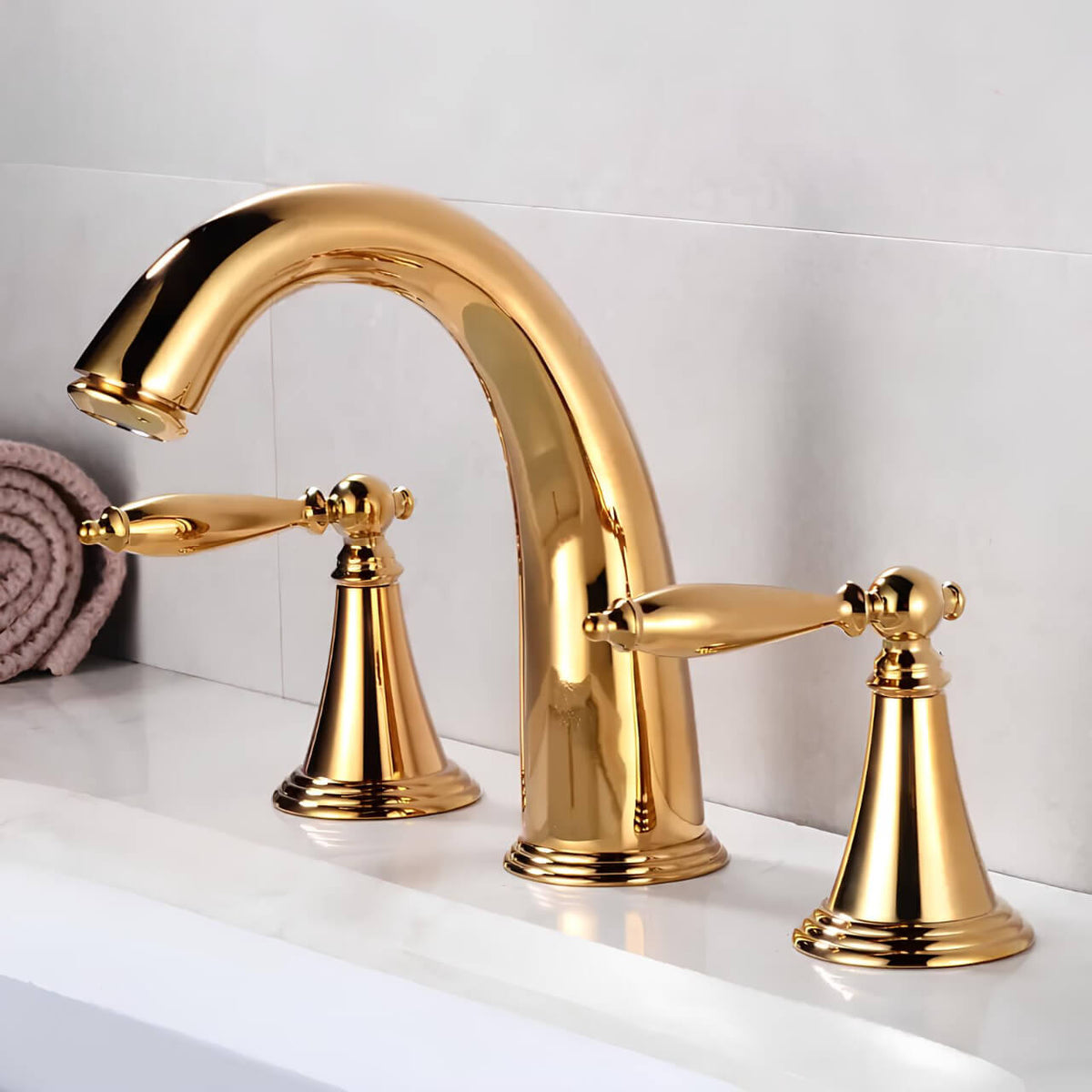 Robinet lavabo vintage double poignée - Gris