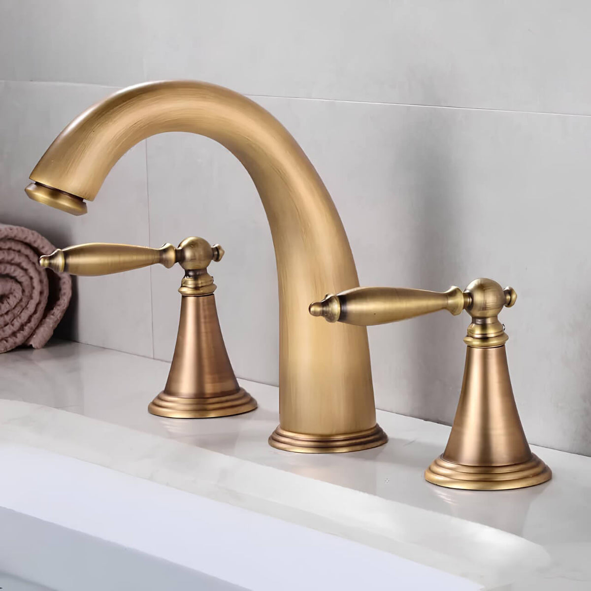 Robinet lavabo vintage double poignée - Chrome