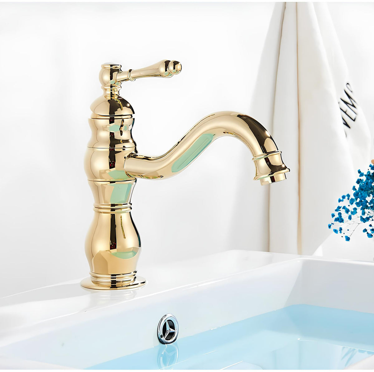 Robinet lavabo vintage en laiton - Gris brossé