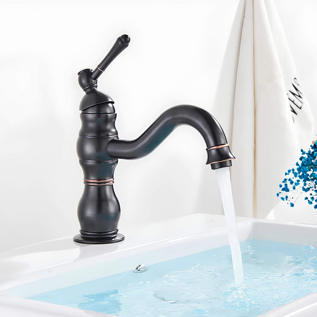 Robinet lavabo vintage en laiton - Gris brossé