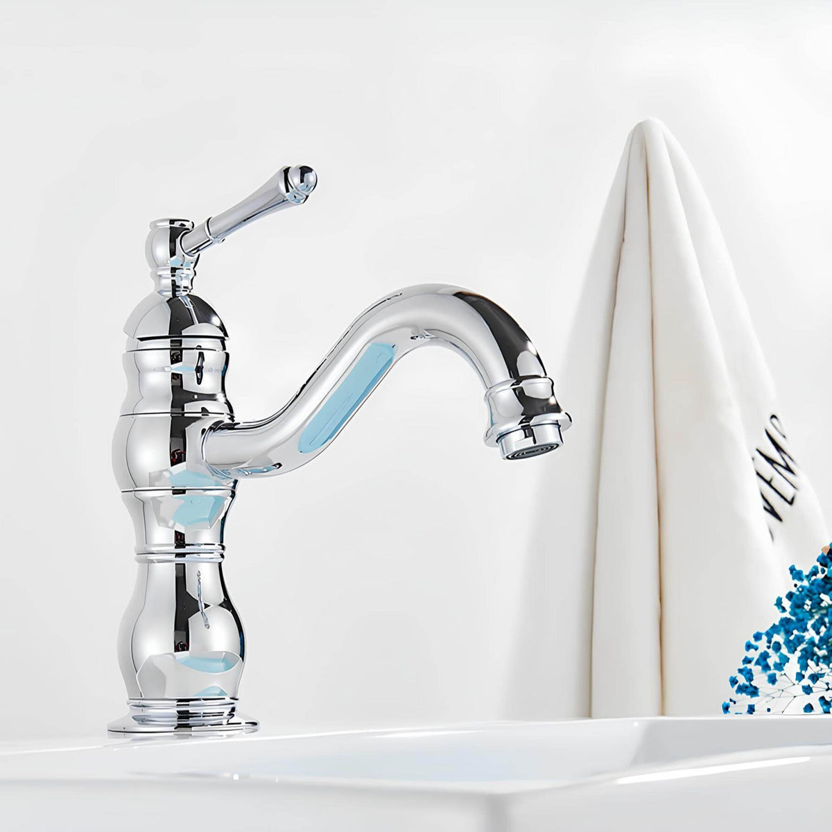 Robinet lavabo vintage en laiton - Gris brossé