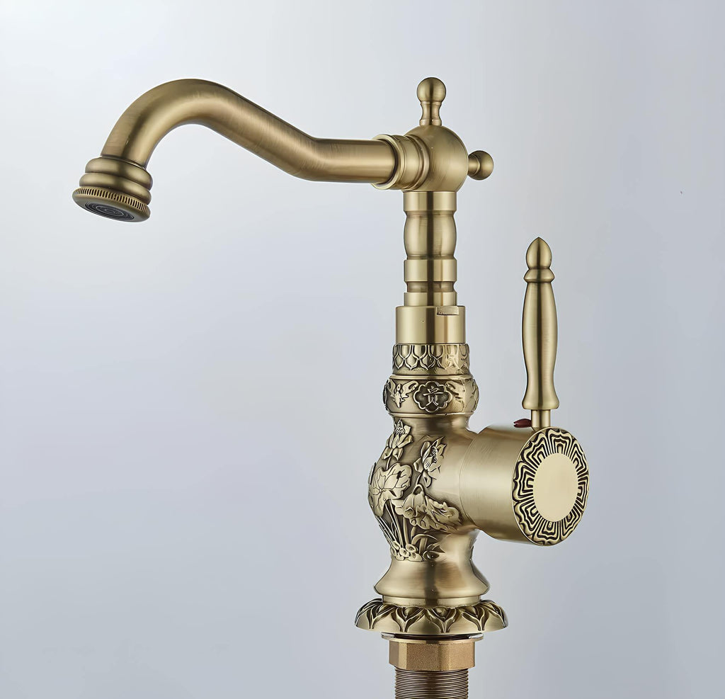 Robinet lavabo vintage sculpté - Or