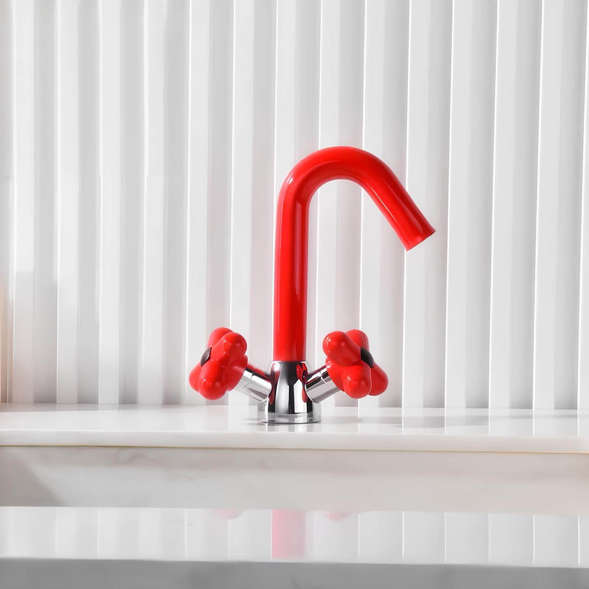 Robinet mélangeur lavabo - design contemporain élégant - Rouge