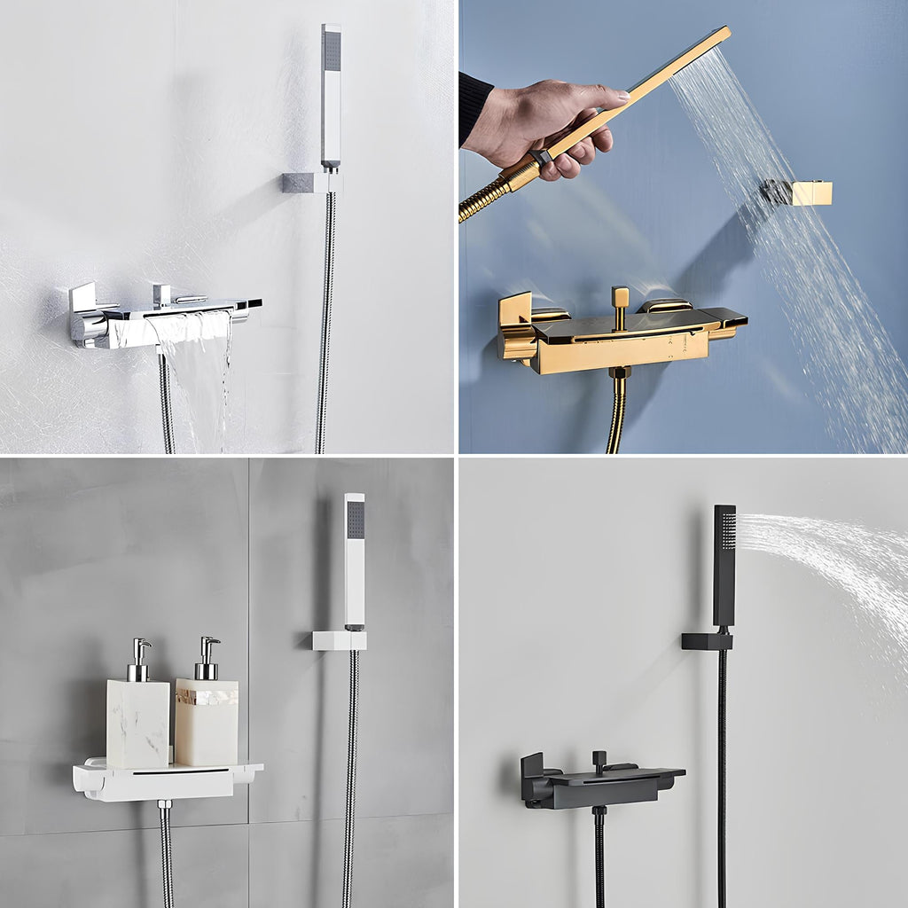 Robinet mitigeur baignoire mural - Cascade & douchette - Noir