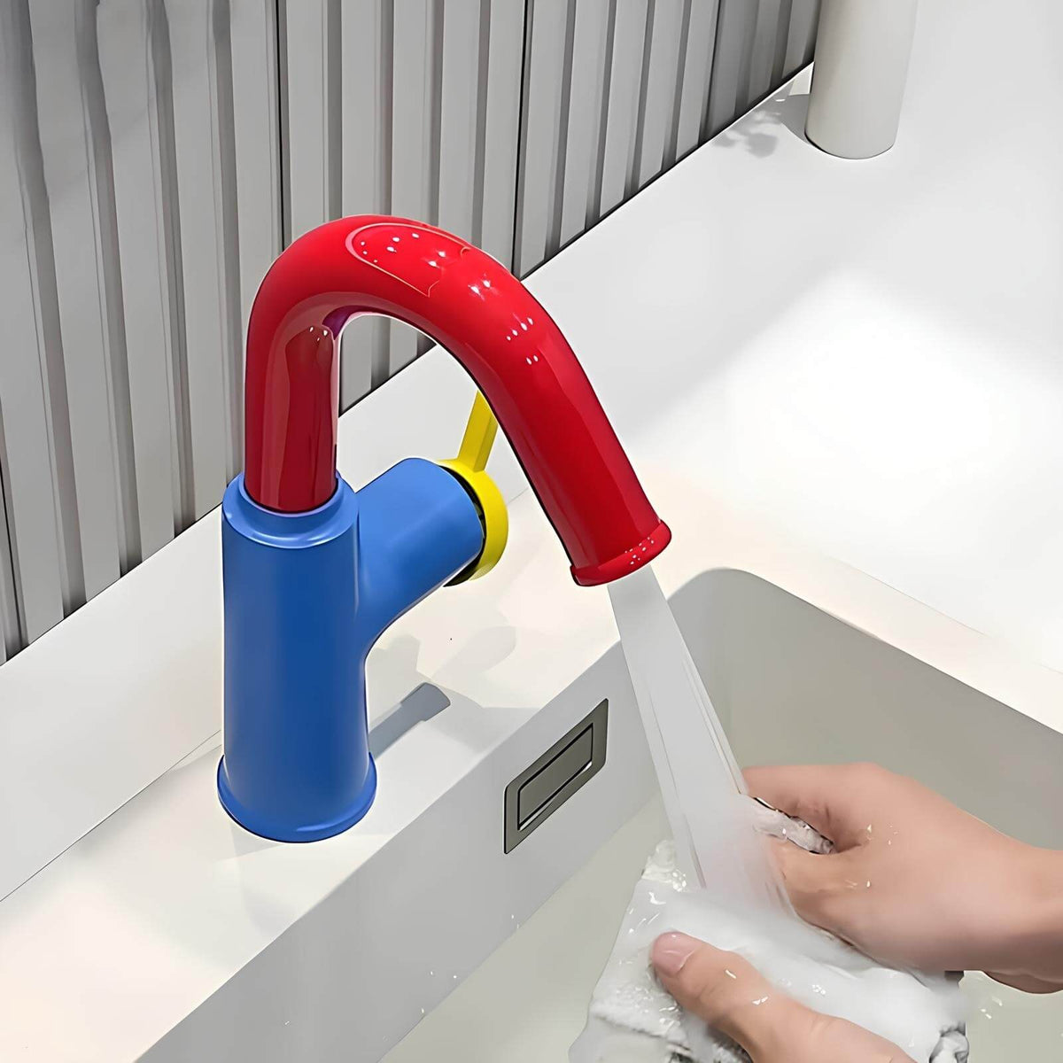 Robinet mitigeur en laiton - bec pivotant 360°, design contemporain - Rouge