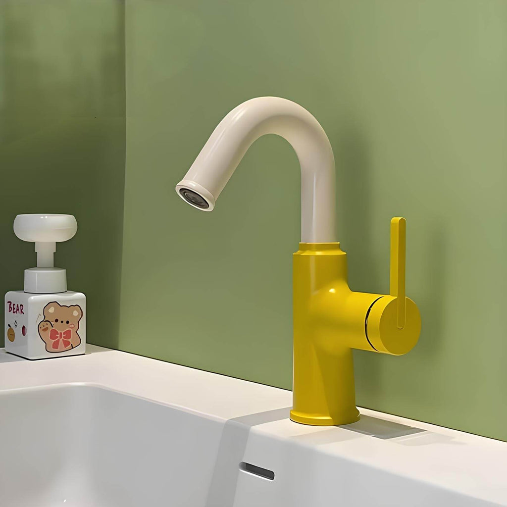 Robinet mitigeur en laiton - bec pivotant 360°, design contemporain - Vert