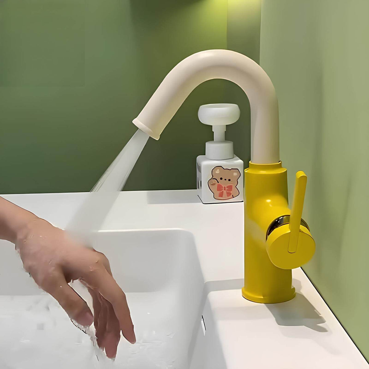 Robinet mitigeur en laiton - bec pivotant 360°, design contemporain - Vert
