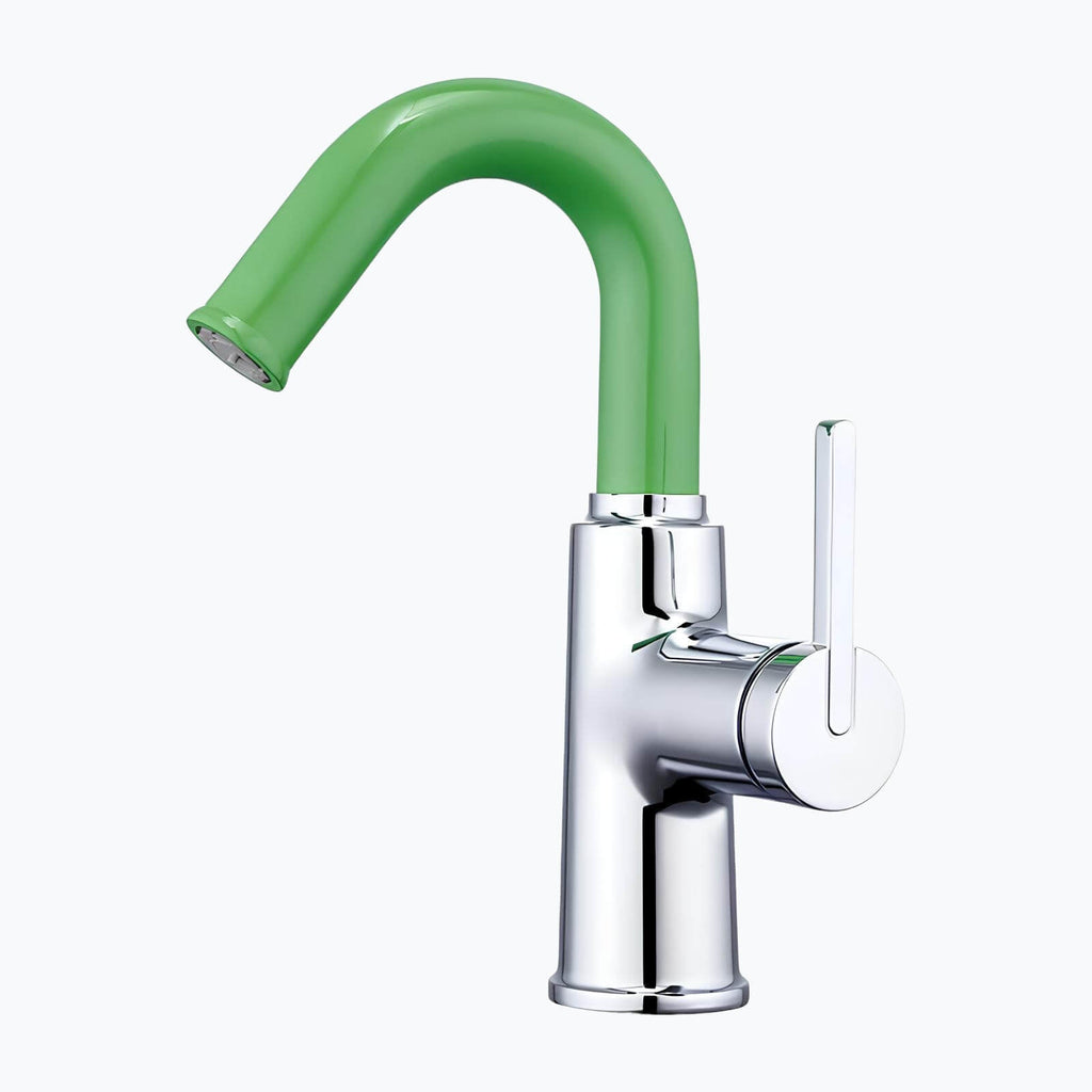 Robinet mitigeur en laiton - bec pivotant 360°, design contemporain - Vert