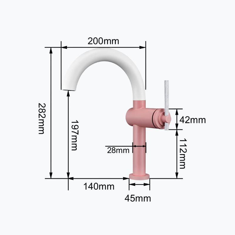 Robinet mitigeur en laiton - bec rotatif 360°, design moderne - Rouge