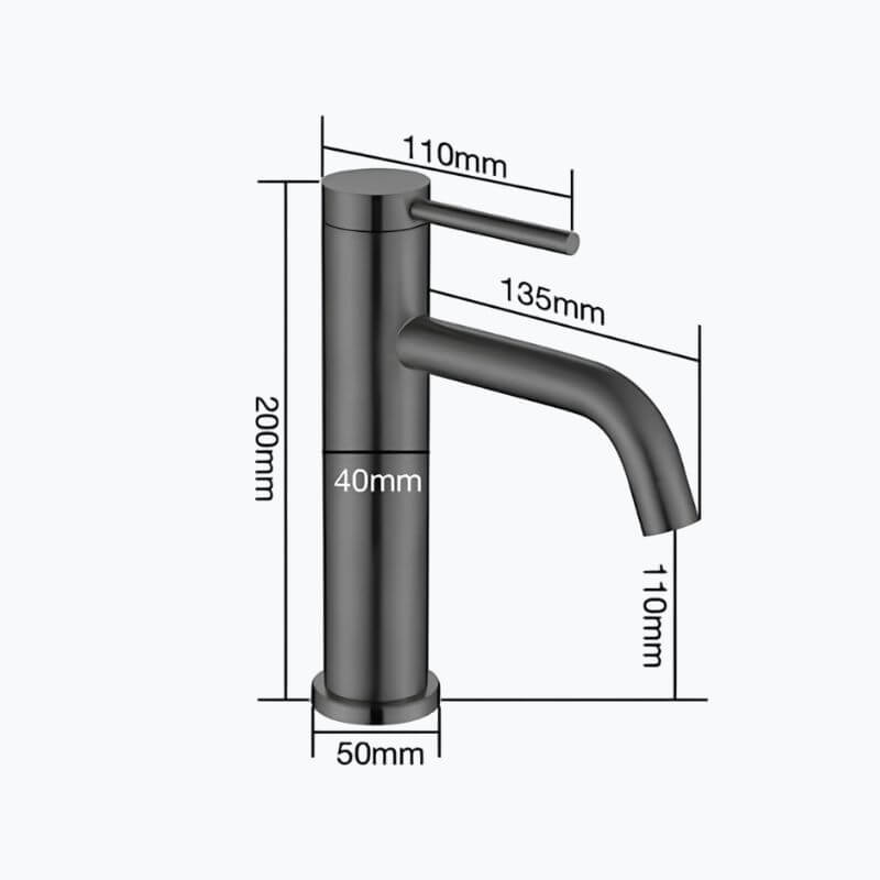 Robinet mitigeur inox - design brossé, bec arrondi - Compact