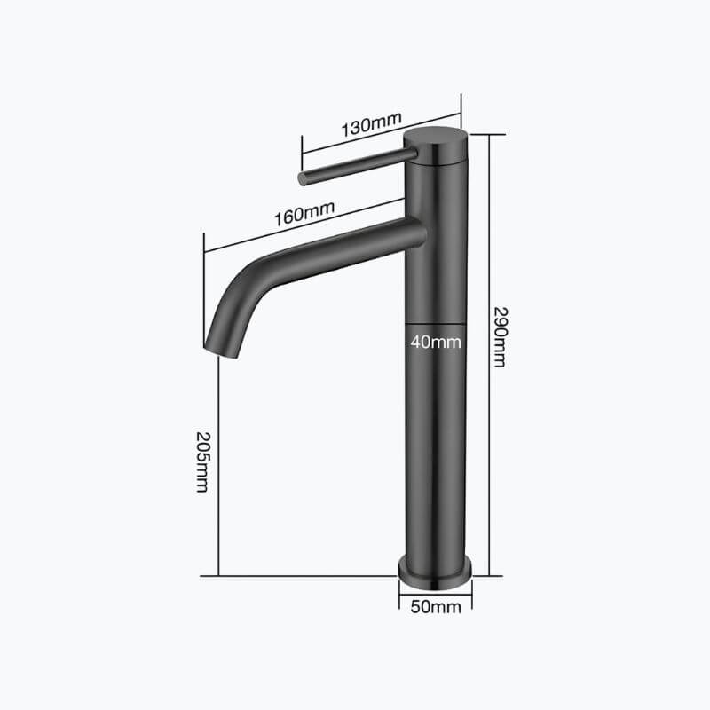 Robinet mitigeur inox - design brossé, bec arrondi - Compact