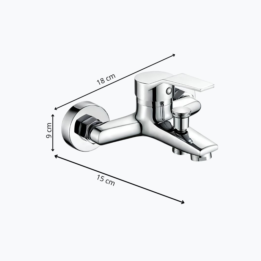 Robinet mitigeur mural avec bouton-poussoir - Chrome