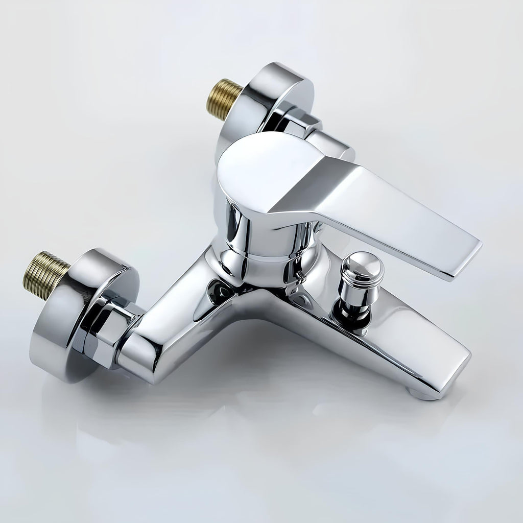 Robinet mitigeur mural avec bouton-poussoir - Chrome