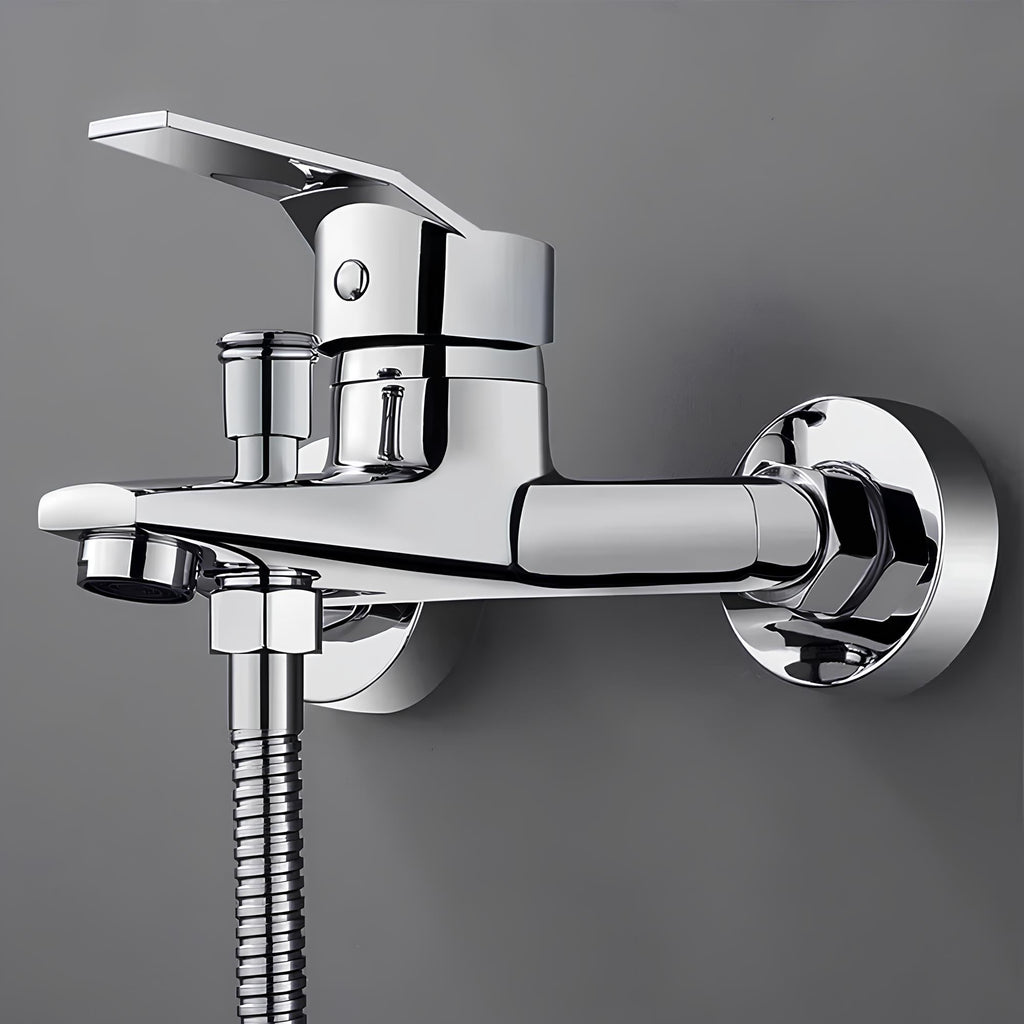 Robinet mitigeur mural avec bouton-poussoir - Chrome