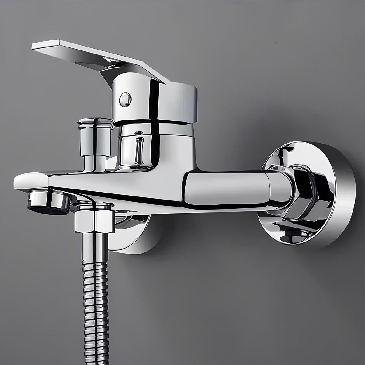 Robinet mitigeur mural avec bouton-poussoir - Chrome