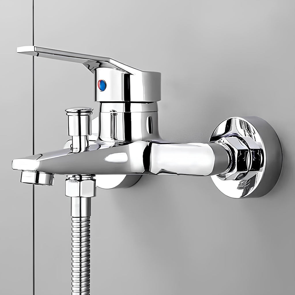 Robinet mitigeur mural avec bouton-poussoir - Chrome