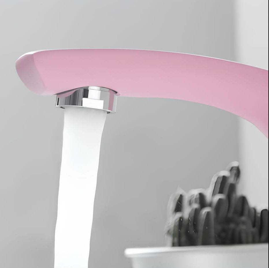 Robinet mitigeur rose en laiton - mitigeur cascade pour lavabo - Compact