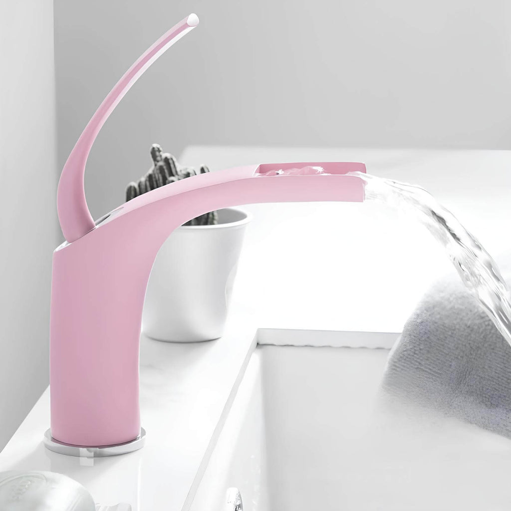 Robinet mitigeur rose en laiton - mitigeur cascade pour lavabo - Compact