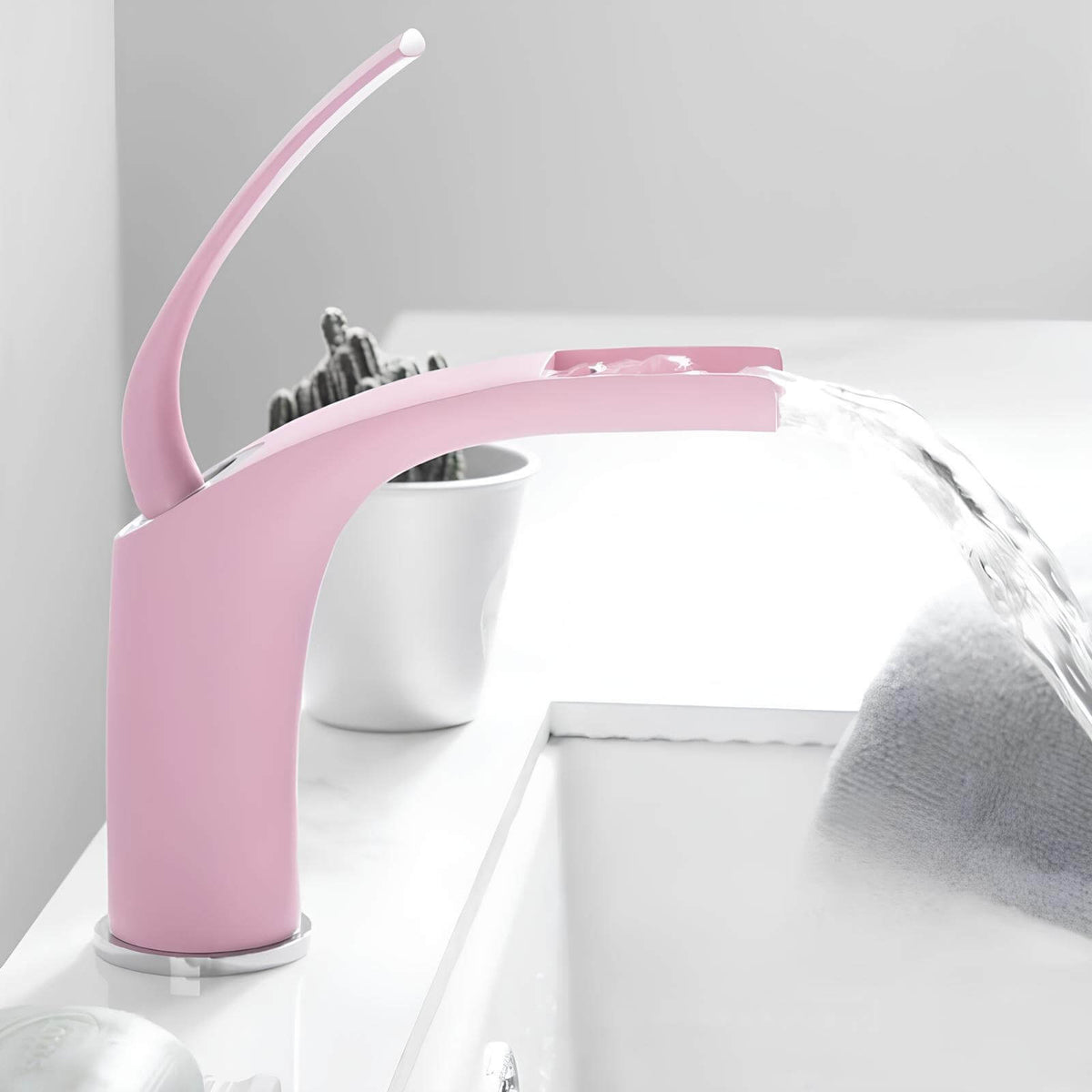 Robinet mitigeur rose en laiton - mitigeur cascade pour lavabo - Compact