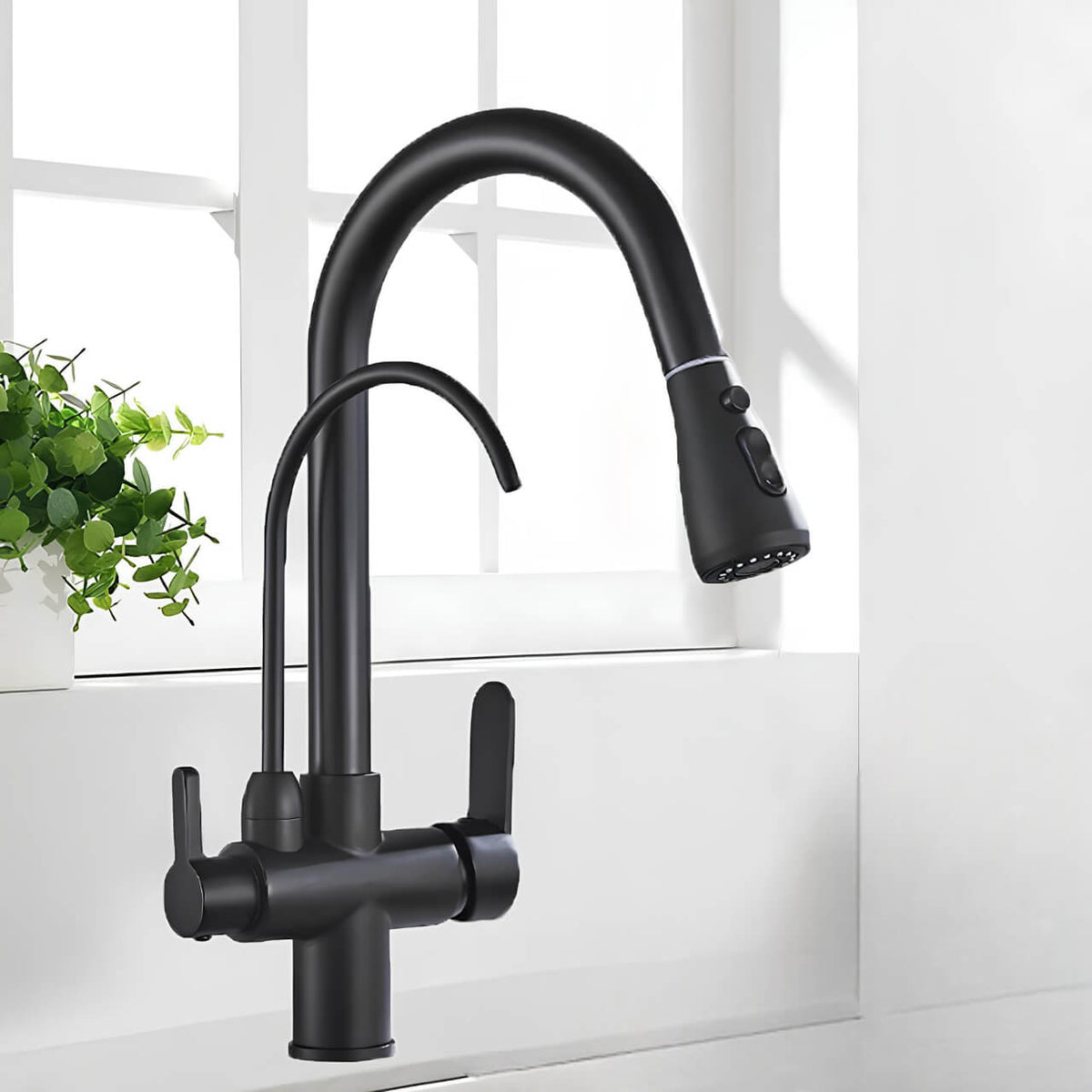 Robinet douchette multifonctions- Pratique et élégant - Gris  brossé