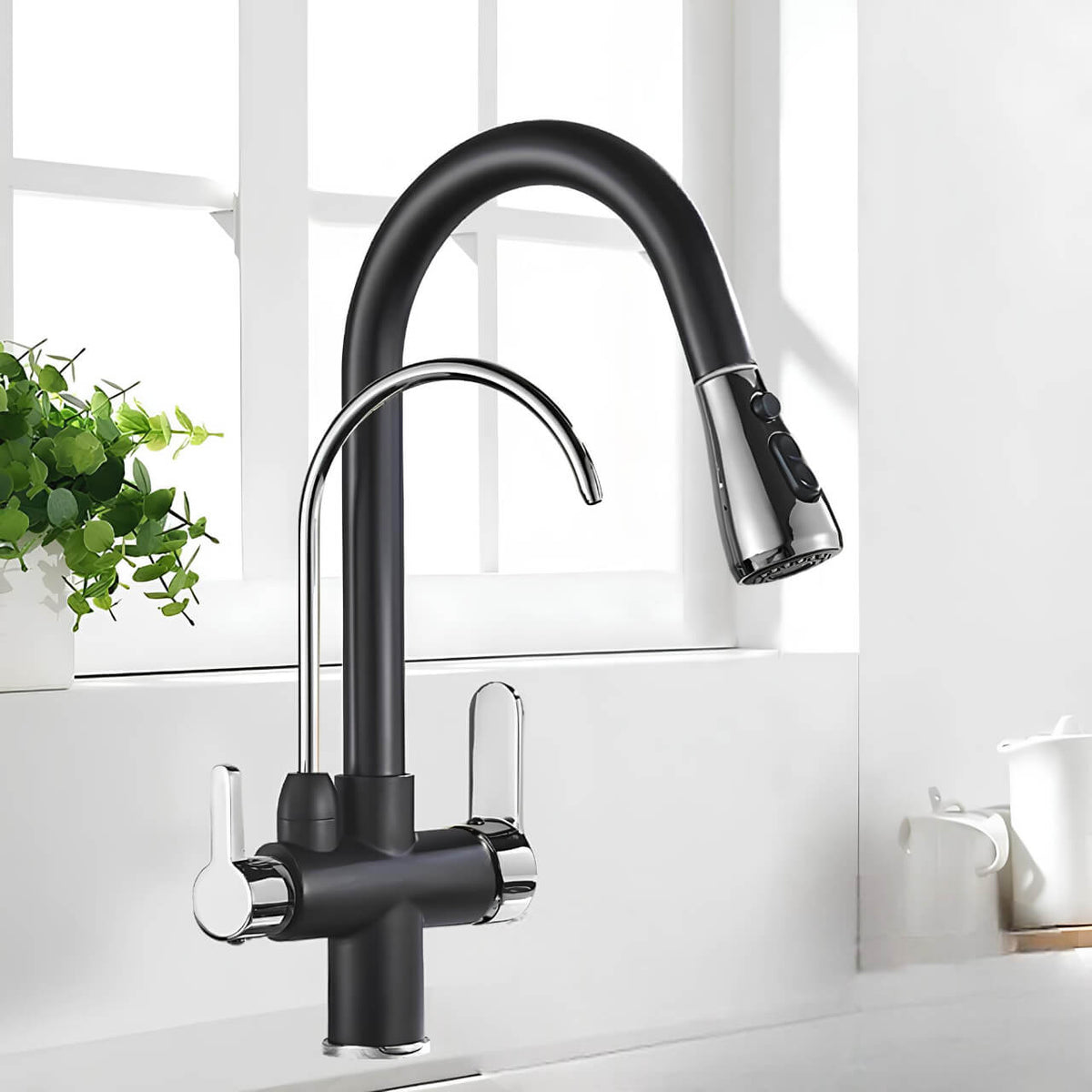 Robinet douchette multifonctions- Pratique et élégant - Noir