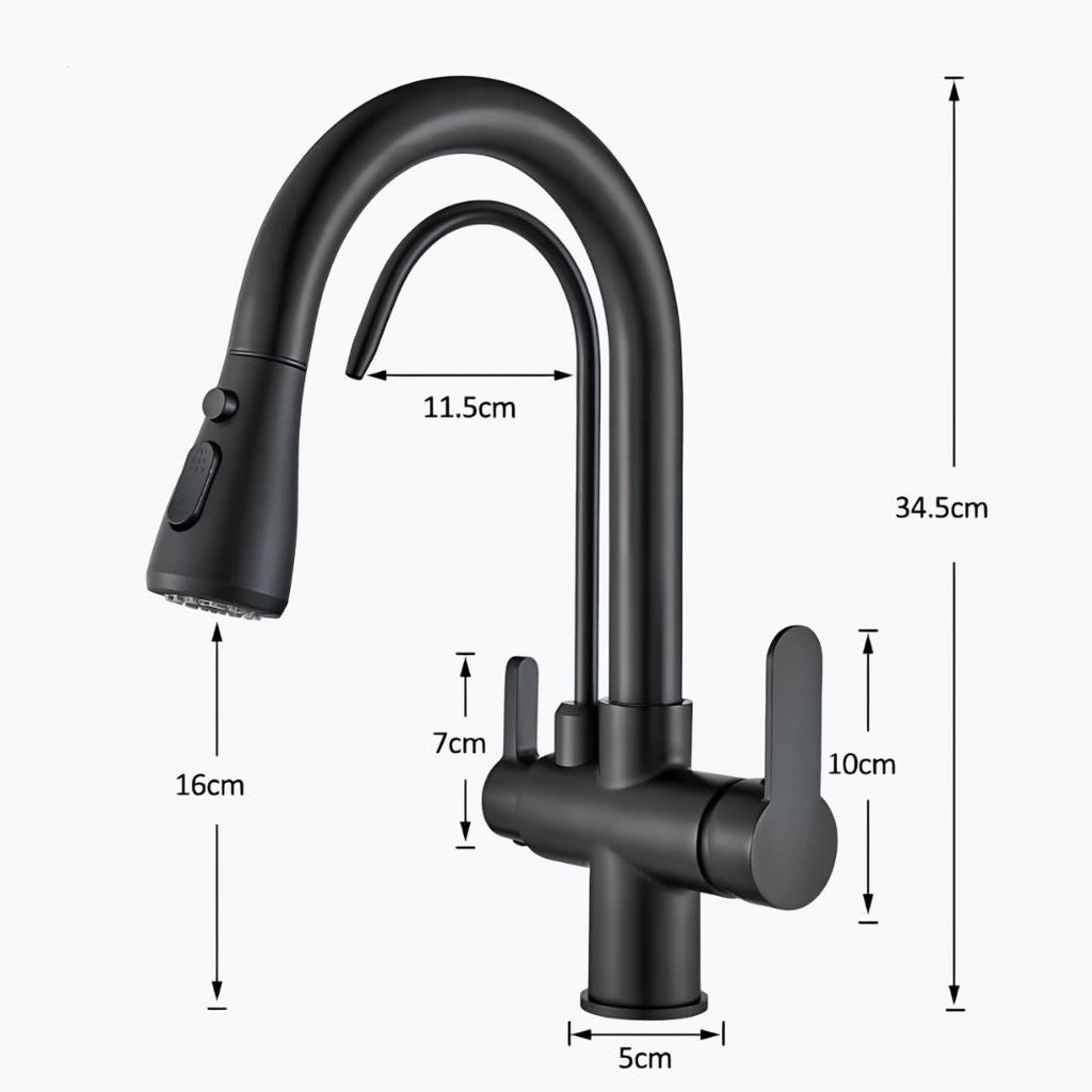 Robinet douchette multifonctions- Pratique et élégant - Noir et Or