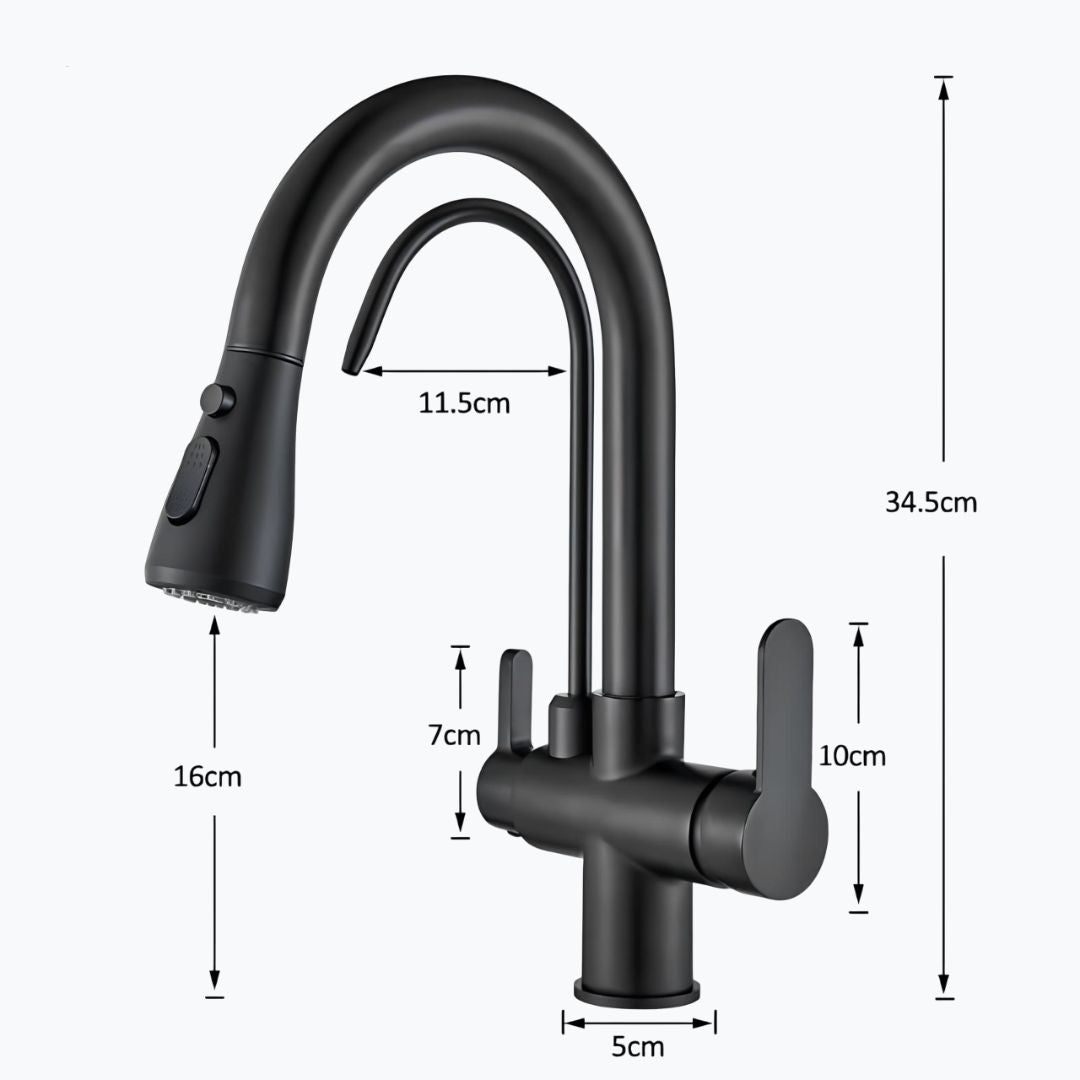 Robinet douchette multifonctions- Pratique et élégant - Noir et Or