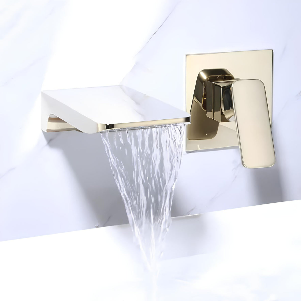 Robinet mural cascade en laiton massif - Chrome