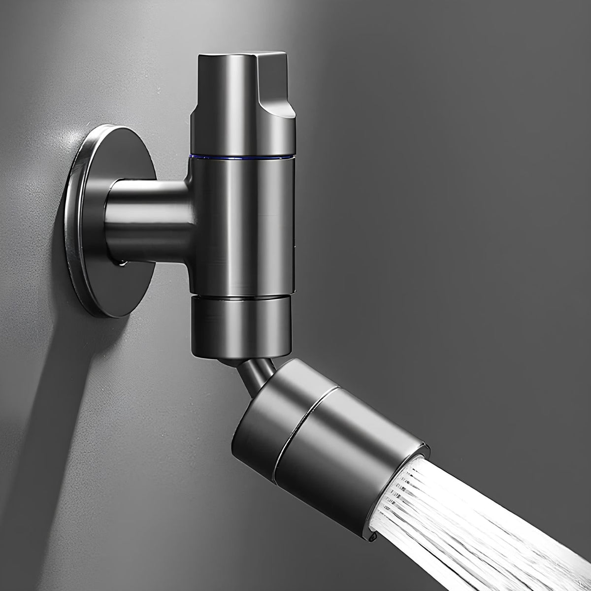 Robinet mural compact - Eau froide - Gris foncé