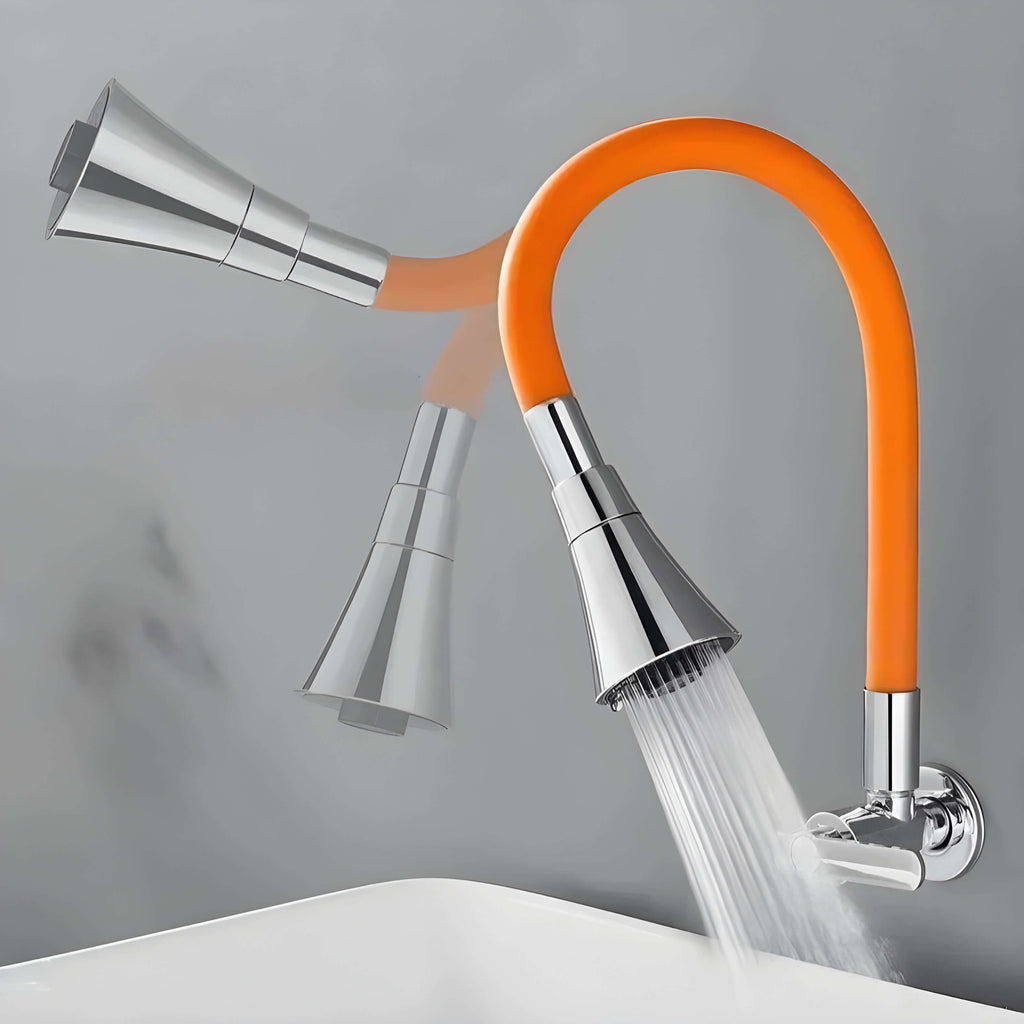 Robinet mural cuisine - Flexible pivotant 360° - Eau froide - Noir